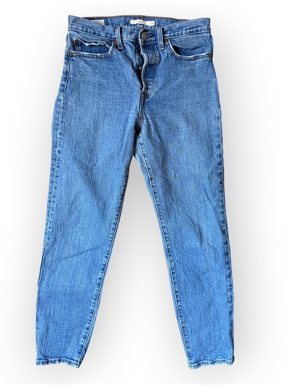 Levi's Wedgie Straight Ankle Jeans in a medium wash blue denim